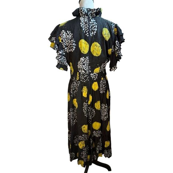 Busayo Black Yellow Puff Sleeve Print Maxi Dress - Picture 3 of 13